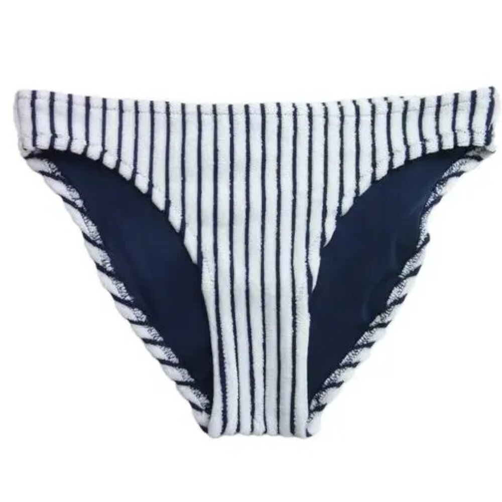 aerie bikini bottom navy white striped terry XS